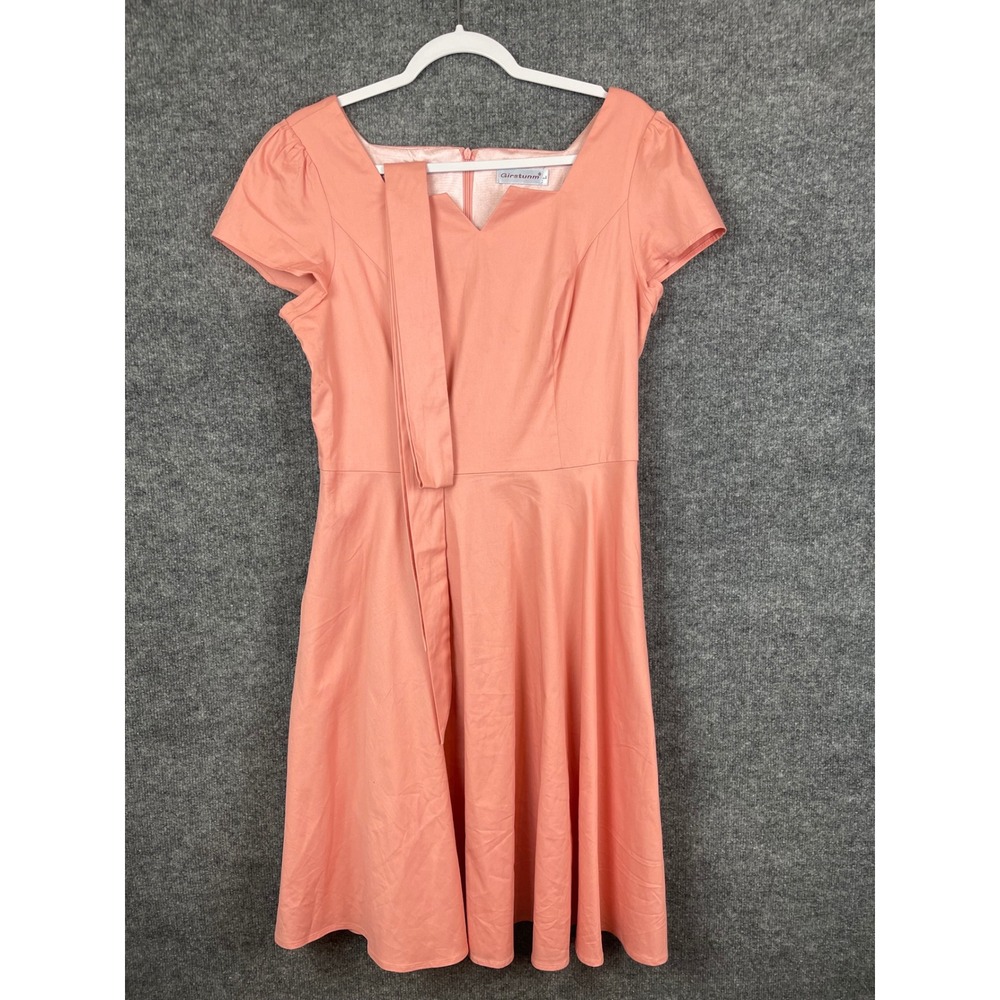 Girstunm Fit and Flare Dress Kids Large Peach Excellent Sweetheart Neckline